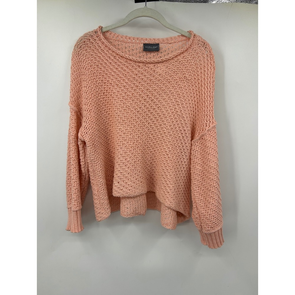 Wooden Ships Paola Buendia Peach Coral Loose Knit Oversized Sweater S/M
